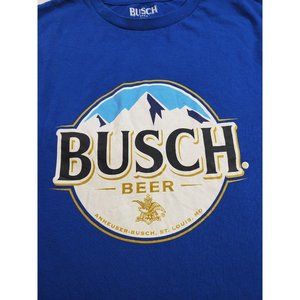 BUSCH BEER Tee T-Shirt L Large Blue bright